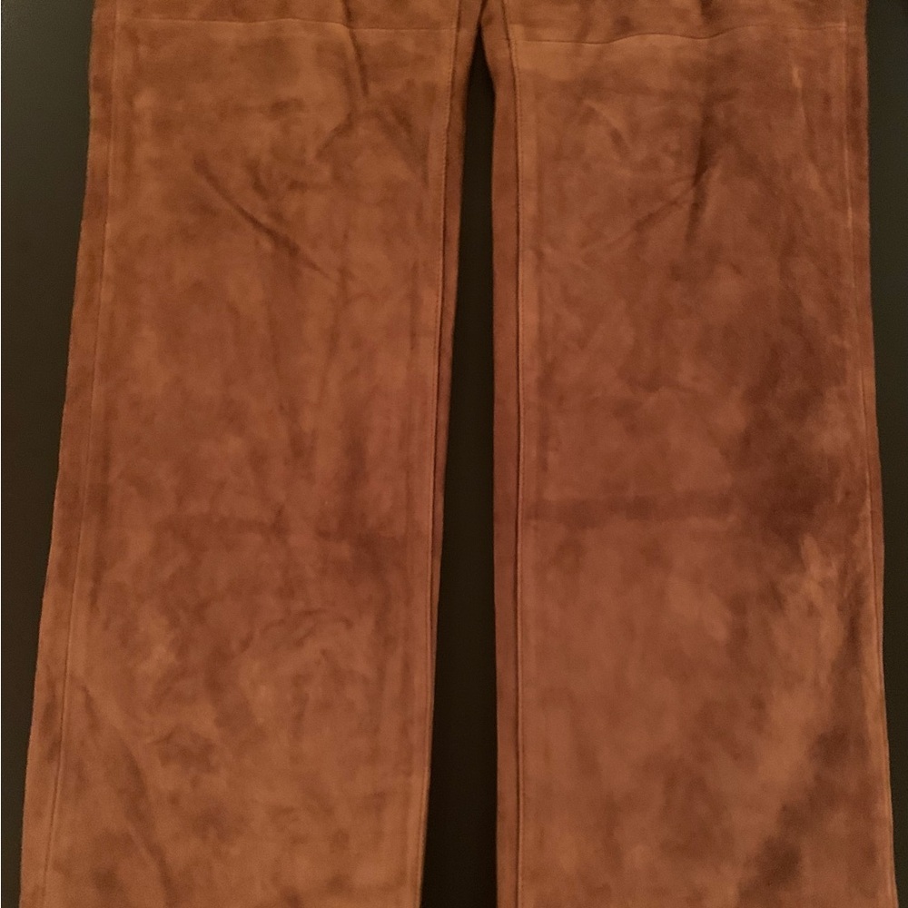 Brown Suede Leather Pants Talbots Size 8 - Picture 8 of 10